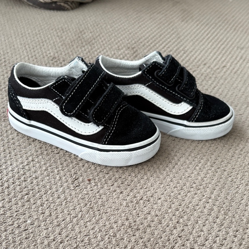 Kids Black and White Velcro Sneakers